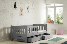 Pat copii din lemn Alvins 80x180 - gri