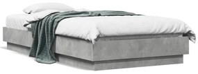 vidaXL Cadru de pat cu lumini LED, gri beton, 75x190 cm