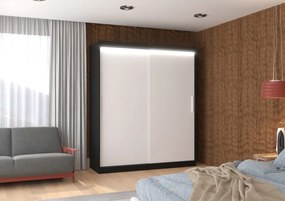 Dulap cu usi glisante si iluminare LED, Lincoln 180 + LED, 180 cmx200 cmx58 cm, ADRK Furniture (Culoare: Trufă)