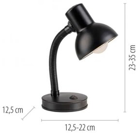 JUST LIGHT. 11080-18 - Lampă de birou flexibilă FLEXI 1xE27/25W/230V, neagră