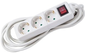 Prelungitor cu intrerupator Strohm, 3 prize, protectie copii, 3x1mm, 5 m, alb