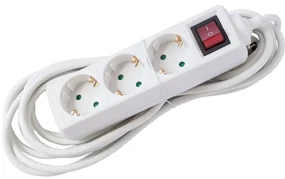 Prelungitor cu intrerupator Strohm, 3 prize, protectie copii, 3x1mm, 5 m, alb