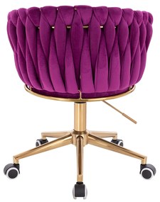 HR750K Scaun Fucsia din Catifea cu Bază Aurie