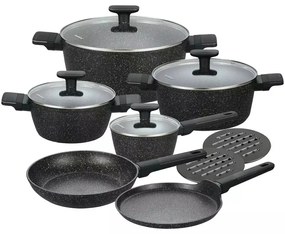 Set oale și tigăi cu capace, strat antiaderent, Klausberg KB7830 – 12 piese, 16–28 cm, compatibil inducție, negru