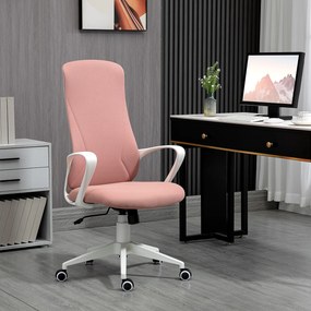 Vinsetto Scaun de birou ergonomic și căptușit, cu înălțime ajustabilă și balans, 62x56x110-119,5 cm, roz | Aosom Romania