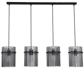 Lustra suspendata metal negru, tije din sticla Swizzle 4L