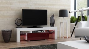 Mazzoni Masă RTV MILANO 130 + LED albă, cu sertar cireș