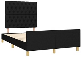 3270536 vidaXL Cadru de pat cu tăblie, negru, 120x190 cm, material textil