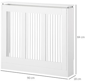 HOMCOM Masca Radiator Moderna din MDF si Otel Alb 90x18x84cm Protectie si Decor pentru Calorifer | Aosom Romania