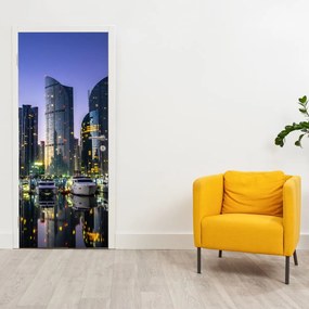 Fototapet pentru ușă - Iahturi și zgârie-nori (95x205cm)