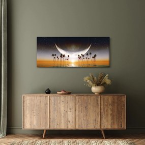 Tablou- Luna deasupra palmierilor (120x50 cm)