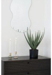 Suport lumânare, sticlă/metal, transparent/verde 2 buc