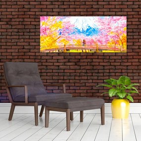 Tablou - Cuplu pictat, acuarelă (120x50 cm)