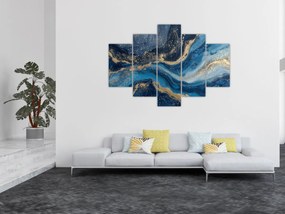 Tablou - Marmură abstractă albastru-aurie (150x105 cm)