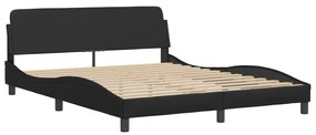 373218 vidaXL Cadru de pat cu tăblie, negru, 160x200 cm, piele ecologică