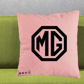 Perna Personalizata cu emblema MG, 40x40 cm, Roz, Husa Detasabila, Perna Inclusa, BEKZ®