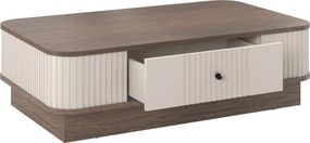 Măsuță de cafea Vesper 103x60 cm cu sertar pe plintă - cashmir / nuc / mâner negru