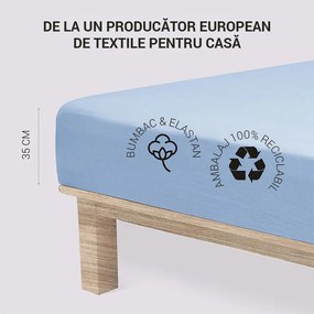 Cearșaf elastic jersey cu elastan albastru 180 x 200 cm