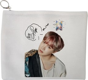 Portfard Cosmetice tip Plic, model BTS J-Hope 2, 23x18 cm, Alb, BEKZ®