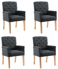 vidaXL Scaune de bucătărie cu brațe, 4 buc., gri, material textil