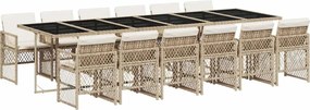vidaXL Set mobilier de grădină cu perne, 13 piese, bej, poliratan