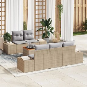 vidaXL Set canapea grădină 6 pcs Bej, gri deschis 55 x 55 x 37 cm
