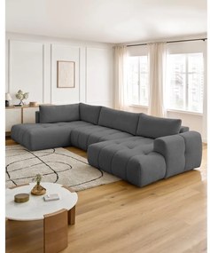 Colțar gri închis extensibil/cu spațiu de depozitare (cu colț pe partea stângă/în formă de "U") Fuji – Bobochic Paris