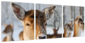 Tablou - Cerbi (cu ceas) (90x30 cm)