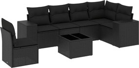 vidaXL Set canapele de grădină cu perne, 7 piese, negru, poliratan