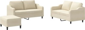 vidaXL Set de canapele cu perne, 3 piese, crem, textil