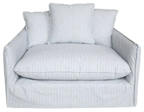 Fotoliu premium crem cu dungi, stofa, 3 perne decorative, Malo