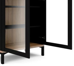 Vitrină Atrei, negru / nuc