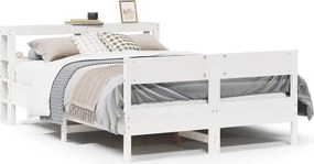 vidaXL Cadru de pat fără saltea, alb, 140x200 cm, lemn masiv pin