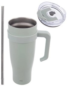 Cană termos verde salvie cu pai 1,2 l Termo – Orion