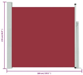 Copertina laterala retractabila de terasa, rosu, 170x300 cm Rosu, 170 x 300 cm