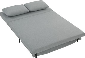 HOMCOM Canapea Extensibilă 2 Persoane 3 în 1 din Material Tip In cu 2 Perne, Cadru din Eucalipt, Gri Deschis | Aosom Romania
