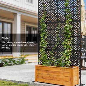 Outsunny Panou despărțitor decorativ pentru intimitate exterior Claustra decorativă pentru grădină 3 panouri cu model geometric Oțel 92x40x192cm Negru | Aosom Romania