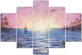 Tablou - Apus de soare deasupra apei, aquarelă (150x105 cm)