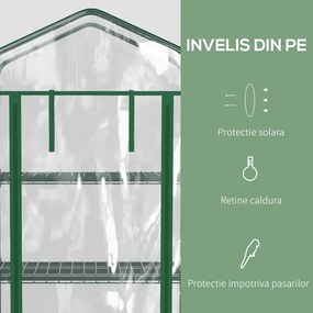 Outsunny Sera verticala pentru plante cu rastel cu 4 rafturi, sera din otel si PVC alb pentru balcon si terasa, 69x50x165cm | Aosom Romania