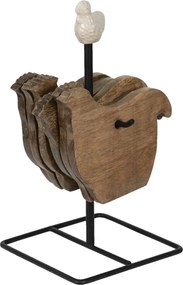 Suporturi pentru pahare din lemn, model găină, 11x11x22 cm