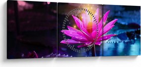 Tablou cu lotus pe apă (cu ceas) (90x30 cm)
