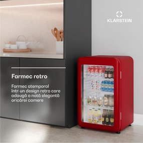 Klarstein Audrey Evo frigider pentru băuturi, Design retro, Uși din sticlă, 113 L, Clasa energetică C