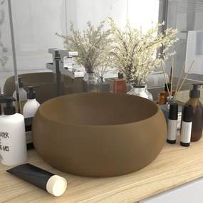 Chiuveta baie lux, crem mat, 40x15 cm, ceramica, rotund matte cream