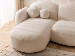 Colțar maro deschis cu tapițerie din țesătură bouclé (în formă de "U") Orbit – Ropez