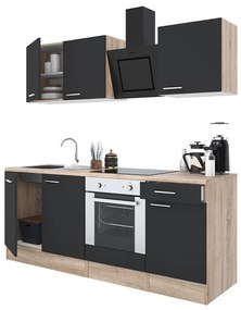 Mobilă de bucătărie Yorki 210, corp din stejar sonoma, față antracit satinat cu element inferior al cuptorului