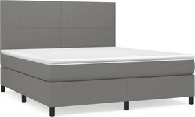 vidaXL Pat continental cu saltea, gri închis, 160x200 cm, țesătură