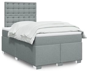vidaXL Pat box spring cu saltea, gri deschis, 120x190 cm, textil