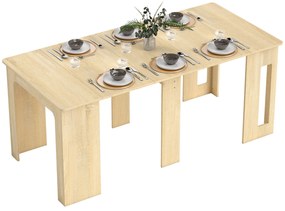 HOMCOM Masă de dining, masă pliantă, masă extensibilă pentru bucătărie, masă pentru sufragerie, PAL, 60-180 x 85 x 75 cm, natural | Aosom Romania