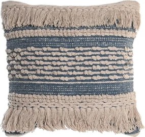 Pernă decorativă din bumbac țesută manual, 45 x 45 cm, albastru și alb, „Cotton Cushion Blue"
