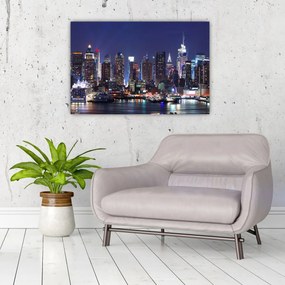 Tablou - Zgârie-nori din New York iluminate (90x60 cm)